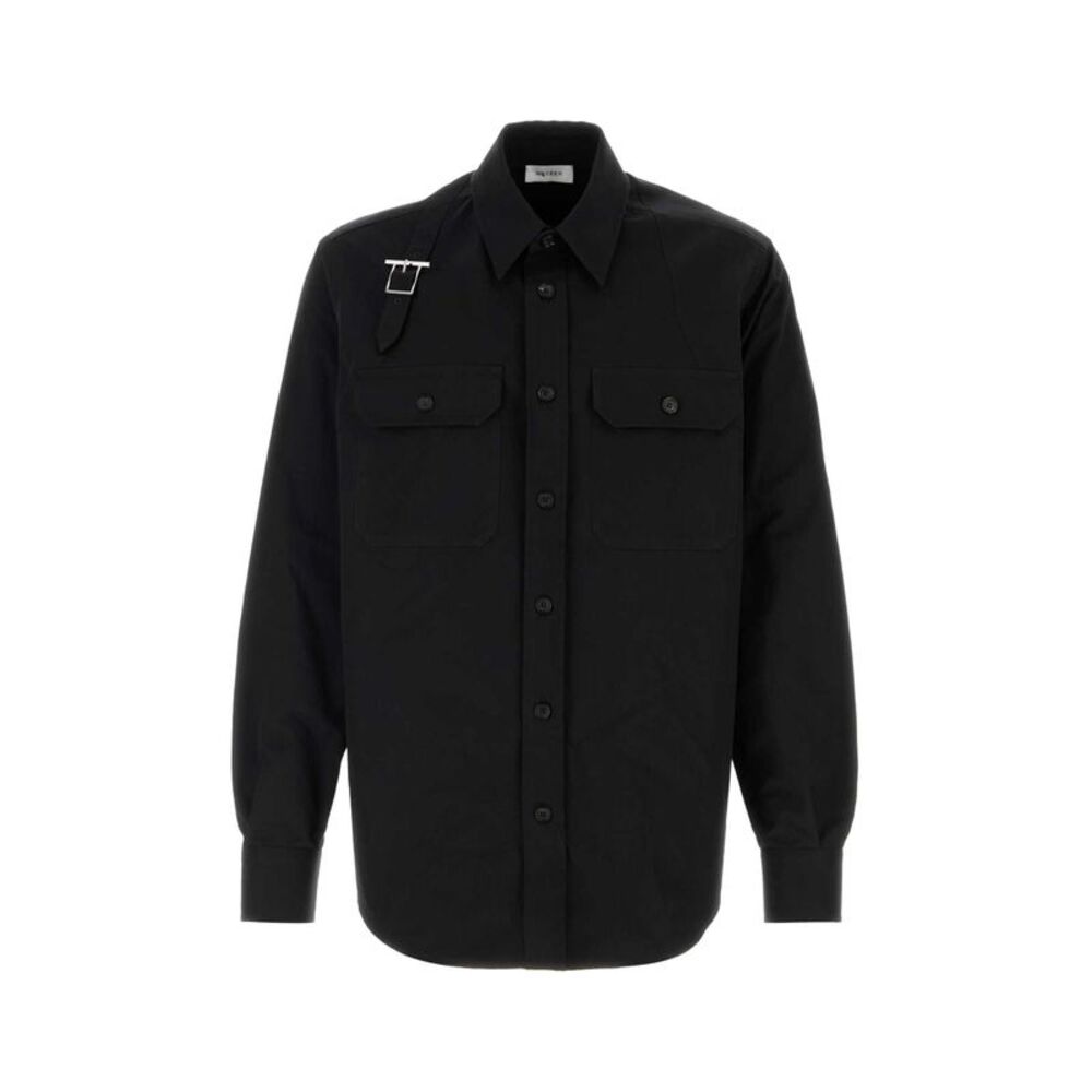 Alexander Mcqueen Men Black Poplin Shirt